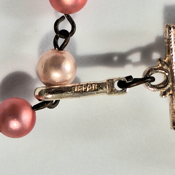 Vintage beaded necklace in pinks and orange, adjustable - Picture 4 of 4